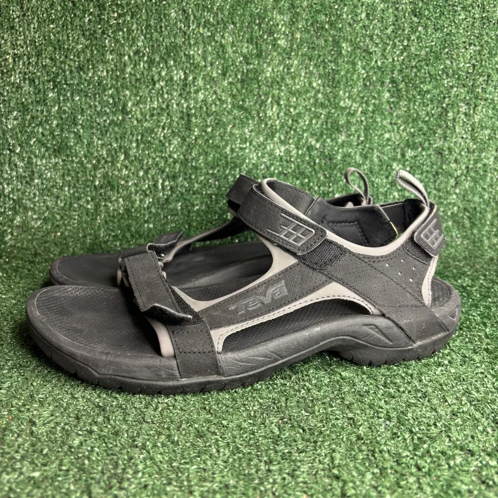 Teva‎ Minam Adjustable Strap Sport Hiking Outdoor Sandal Black Grey Mens Size 10